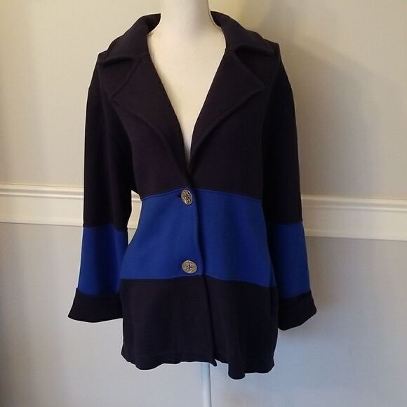 Coldwater Creek Size 1X colorblock sweater jacket - Picture 2 of 15